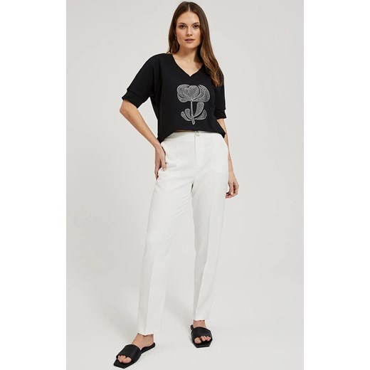 Eleganckie spodnie damskie w kant białe 4313, Kolor biały, Rozmiar XS, Moodo ze sklepu Primodo w kategorii Spodnie damskie - zdjęcie 172548851