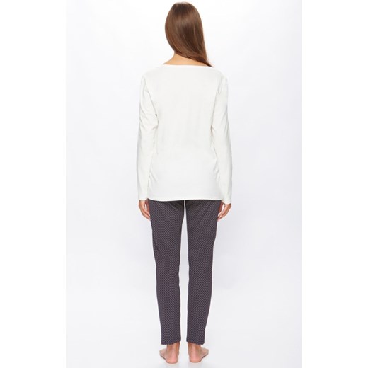 Bawełniana piżama damska z długimi rękawami i długimi nogawkami 66/5-25L/15A774, Kolor ecru-wzór, Rozmiar L, Miss Fabio ze sklepu Intymna w kategorii Piżamy damskie - zdjęcie 172549201