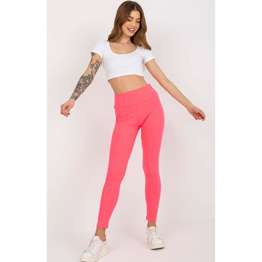 Różowe legginsy prążkowane EM-LG-725.11, Kolor różowy, Rozmiar uniwersalny, EX MODA ze sklepu Intymna w kategorii Spodnie damskie - zdjęcie 172549210