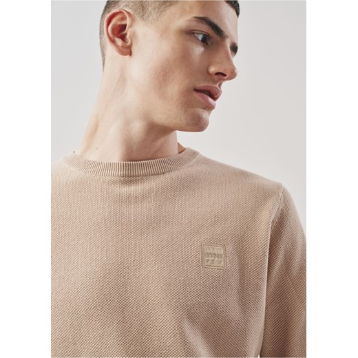 Beżowy bawełniany sweter męski z logo Ochnik One Size promocja OCHNIK