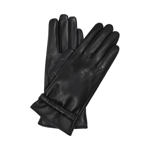 Czarne skórzane rękawiczki damskie ze ściągaczem Ochnik One Size OCHNIK