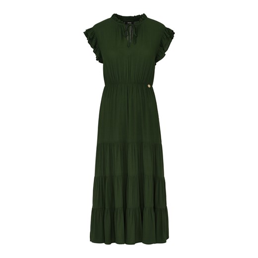 Zielona sukienka Ochnik z wiskozy z krótkimi rękawami midi z dekoltem v 