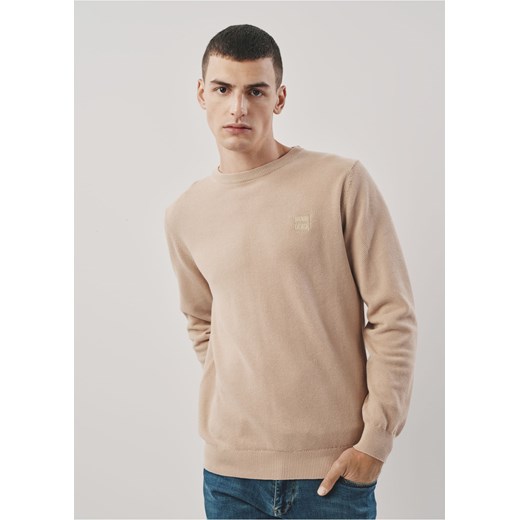Beżowy bawełniany sweter męski z logo Ochnik One Size wyprzedaż OCHNIK