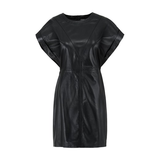 Czarna skórzana taliowana sukienka Ochnik One Size promocja OCHNIK