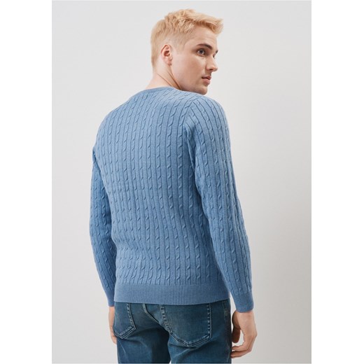 Bawełniany niebieski sweter męski Ochnik One Size okazja OCHNIK