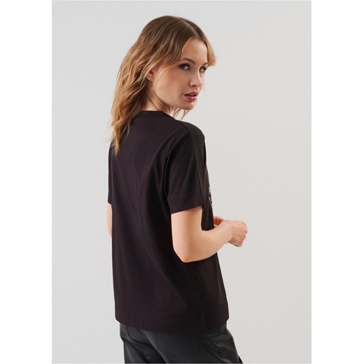 Czarny bawełniany T-shirt damski z aplikacją Ochnik One Size OCHNIK okazja