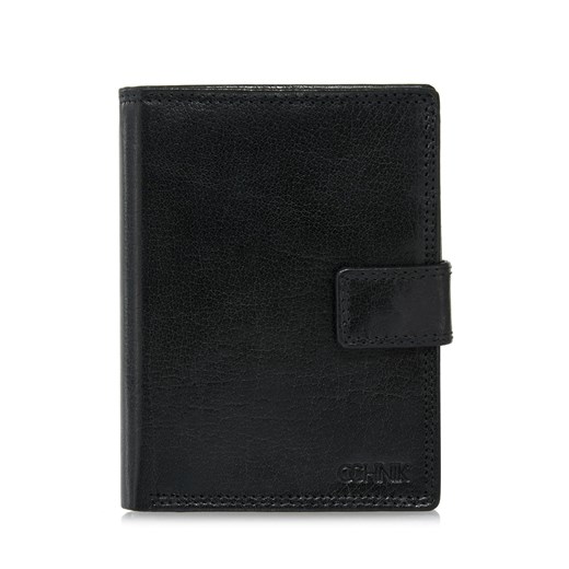 Czarny lakierowany skórzany portfel męski Ochnik One Size OCHNIK