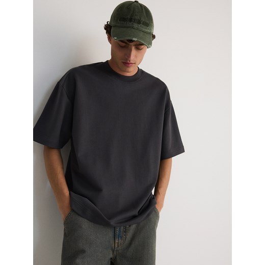 Reserved - Gładki T-shirt oversize - ciemnoszary ze sklepu Reserved w kategorii T-shirty męskie - zdjęcie 172573730