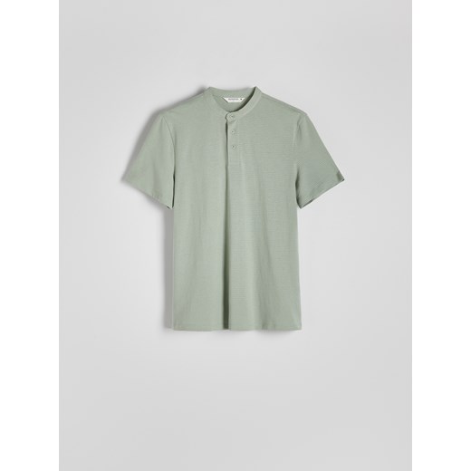 Reserved - Koszulka polo regular ze stójką - zielony ze sklepu Reserved w kategorii T-shirty męskie - zdjęcie 172573792