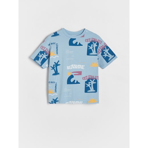 Reserved - Bawełniany t-shirt z nadrukiem - niebieski ze sklepu Reserved w kategorii T-shirty chłopięce - zdjęcie 172573801