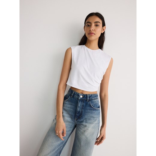 Bluzka damska Reserved z okrągłym dekoltem z elastanu 