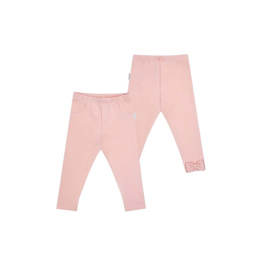 Różowe legginsy bawełniane dla dziewczynki z kokardką ze sklepu 5.10.15 w kategorii Spodnie dziewczęce - zdjęcie 172574060