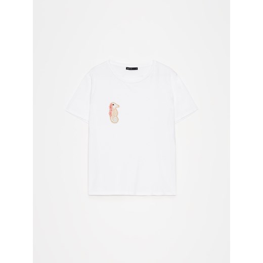 Mohito - T-shirt z aplikacją - biały ze sklepu Mohito w kategorii Bluzki damskie - zdjęcie 172575930