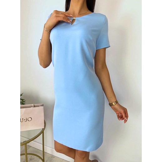 Błękitna Klasyczna Sukienka ze sklepu ModnaKiecka.pl w kategorii Sukienki - zdjęcie 172575941