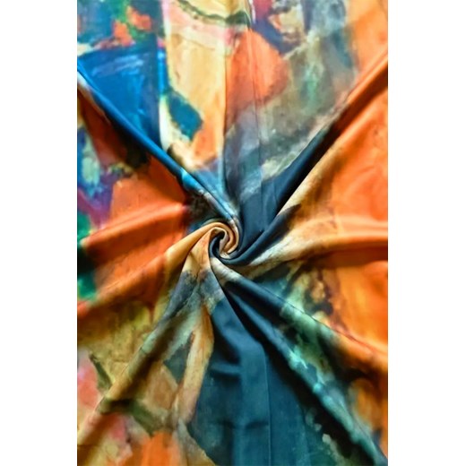 Sukienka IVET z dekoltem w serek z krótkim rękawem midi trapezowa wiosenna 