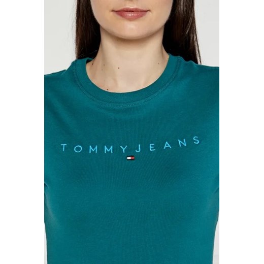 Bluzka damska Tommy Jeans letnia z napisem z okrągłym dekoltem