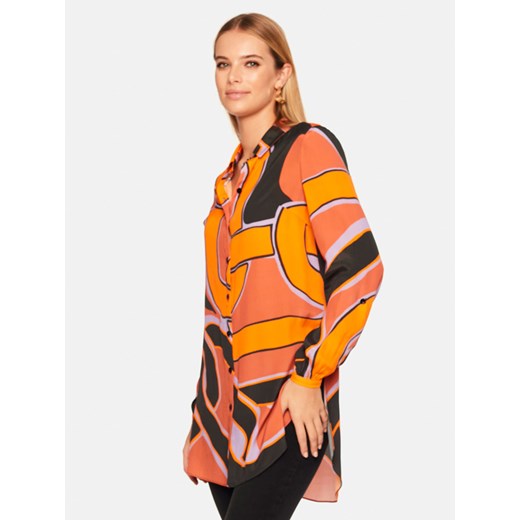 Pomarańczowa koszula damska we wzory L'AF Leja ze sklepu Eye For Fashion w kategorii Koszule damskie - zdjęcie 172578150