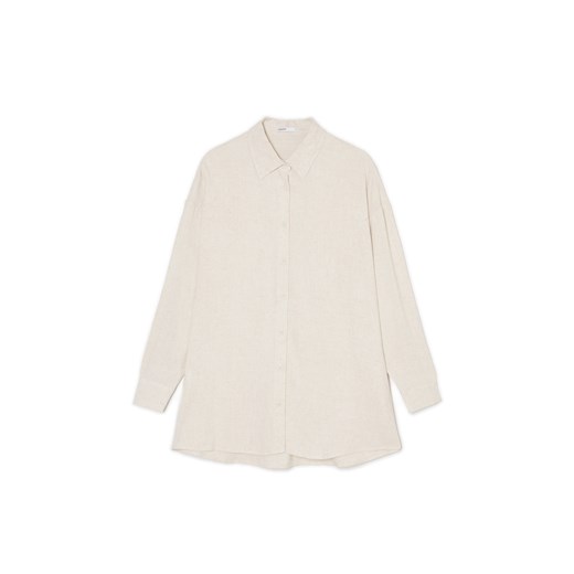 Cropp - Kremowa koszula oversize w rustykalnym stylu - kremowy ze sklepu Cropp w kategorii Koszule damskie - zdjęcie 172578262