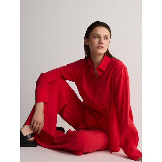 Reserved - Spodnie z modalem - czerwony ze sklepu Reserved w kategorii Spodnie damskie - zdjęcie 172578684