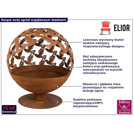 Okrągłe palenisko ogrodowe z dekorem - Titan Elior One Size Edinos.pl