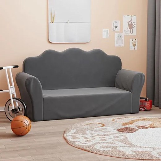 Podwójna sofa dziecięca z miękkiego pluszu antracyt - Gretter 4X Elior One Size promocyjna cena Edinos.pl