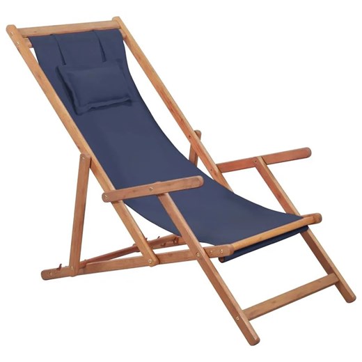 Granatowy drewniany leżak plażowy - Inglis ze sklepu Edinos.pl w kategorii Leżaki ogrodowe - zdjęcie 172579582