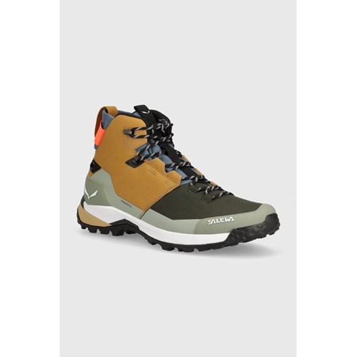 Salewa buty Puez Mid Powertex męskie kolor brązowy 00-0000061438 ze sklepu ANSWEAR.com w kategorii Buty trekkingowe męskie - zdjęcie 172580092