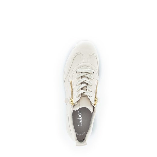 Buty sportowe damskie Gabor sneakersy na płaskiej podeszwie białe z tkaniny wiązane 