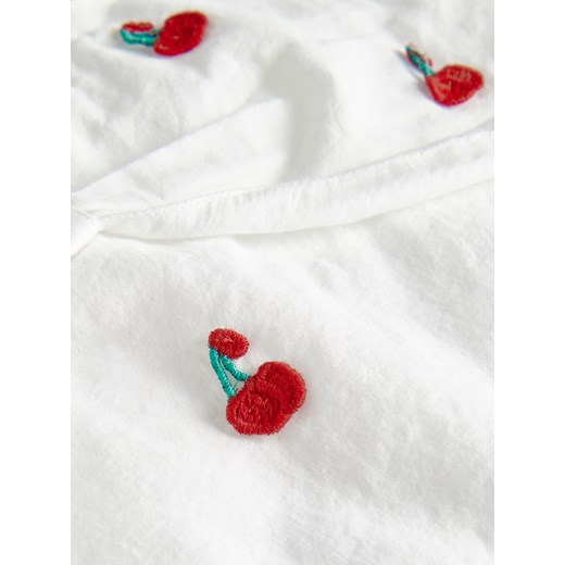 Reserved - Bawełniana bluzka z haftem - złamana biel ze sklepu Reserved w kategorii Bluzki dziewczęce - zdjęcie 172582700