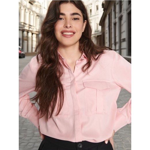 Sinsay - Koszula z kieszeniami - różowy ze sklepu Sinsay w kategorii Koszule damskie - zdjęcie 172583684