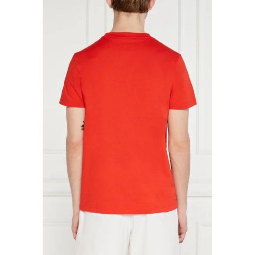 T-shirt męski Lacoste z elastanu czerwony z krótkimi rękawami 