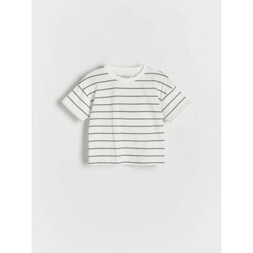 Reserved - Bawełniany t-shirt w paski - złamana biel ze sklepu Reserved w kategorii Koszulki niemowlęce - zdjęcie 172587840