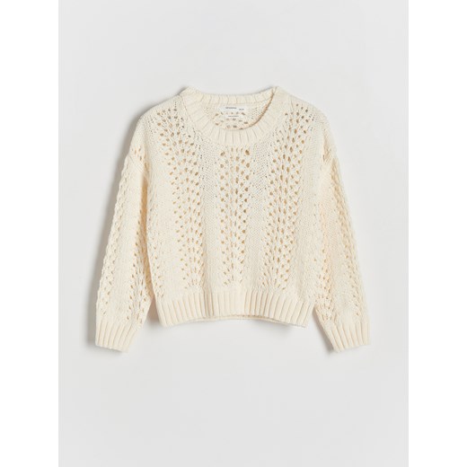 Reserved - Ażurowy sweter - złamana biel ze sklepu Reserved w kategorii Swetry dziewczęce - zdjęcie 172588003