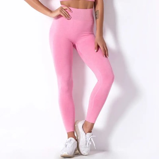 Bezszwowe legginsy w pastelowych kolorach - Różowy / S ze sklepu Maybella.pl w kategorii Spodnie damskie - zdjęcie 172588500