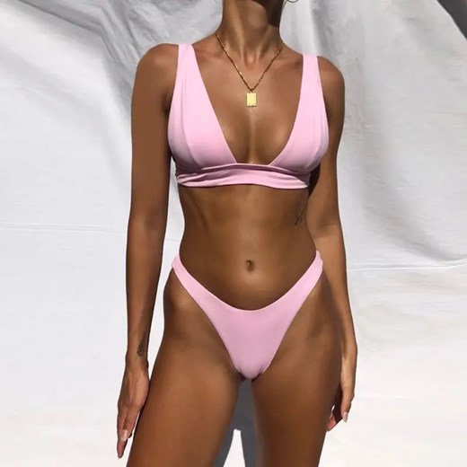 Klasyczny strój kąpielowy bikini - Różowy / S ze sklepu Maybella.pl w kategorii Stroje kąpielowe - zdjęcie 172589251