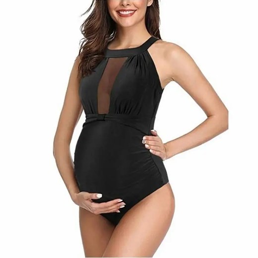 Klasyczny strój kąpielowy dla kobiet w ciąży - Czarny / M ze sklepu Maybella.pl w kategorii Stroje kąpielowe - zdjęcie 172589252