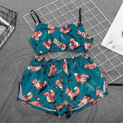 Piżama damska z kolorowymi wzorami - Turkusowy / M ze sklepu Maybella.pl w kategorii Piżamy damskie - zdjęcie 172590132