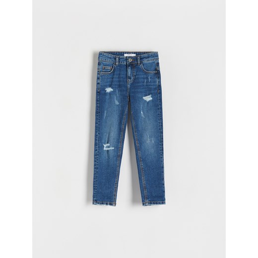 Reserved - Jeansy slim z dziurami - niebieski ze sklepu Reserved w kategorii Spodnie chłopięce - zdjęcie 172592053