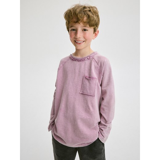 Reserved - Longsleeve oversize z kieszenią - fioletowy ze sklepu Reserved w kategorii T-shirty chłopięce - zdjęcie 172592200