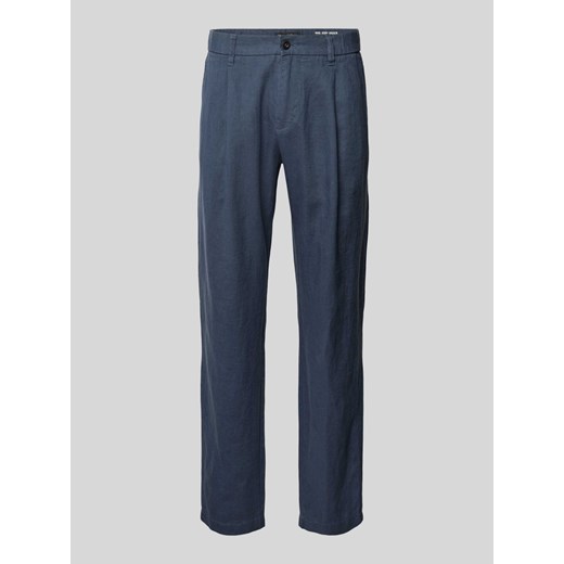 Spodnie lniane o kroju tapered fit z zakładkami w pasie model ‘Osby’ ze sklepu Peek&Cloppenburg  w kategorii Spodnie męskie - zdjęcie 172594371