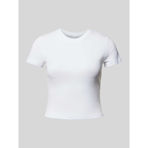 T-shirt z prążkowanym,okrągłym dekoltem model ‘ELINA’ ze sklepu Peek&Cloppenburg  w kategorii Bluzki damskie - zdjęcie 172594580