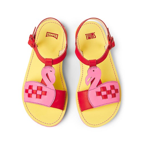 Camper Skórzane sandały w kolorze jasnoróżowo-żółtym Camper 34 wyprzedaż Limango Polska