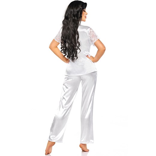 Elegancka satynowa piżamka biała Missy set, Kolor biały, Rozmiar S/M, Beauty Night ze sklepu Intymna w kategorii Piżamy damskie - zdjęcie 172597370