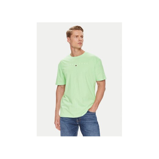 Tommy Jeans T-Shirt Linear Logo DM0DM17993 Zielony Regular Fit ze sklepu MODIVO w kategorii T-shirty męskie - zdjęcie 172598122
