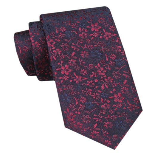 Elegancki Krawat Męski Angelo di Monti - Odcienie Bordo w Kwiaty  KRADM2123 ze sklepu JegoSzafa.pl w kategorii Krawaty - zdjęcie 172598703