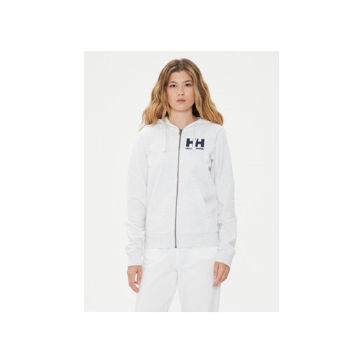 Helly Hansen Bluza W Hh Logo Full Zip Hoodie 2.0 34461 Biały Regular Fit ze sklepu MODIVO w kategorii Bluzy damskie - zdjęcie 172599004