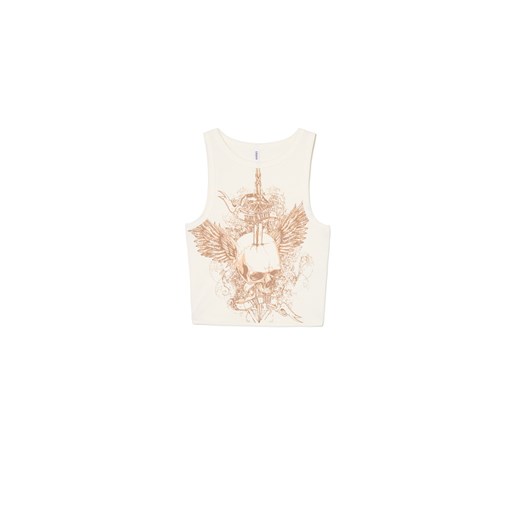 Cropp - Jasny top na ramiączkach - biały ze sklepu Cropp w kategorii Bluzki damskie - zdjęcie 172599212