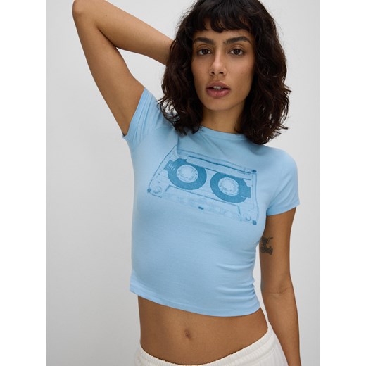 Reserved - T-shirt z nadrukiem - jasnoniebieski ze sklepu Reserved w kategorii Bluzki damskie - zdjęcie 172600100