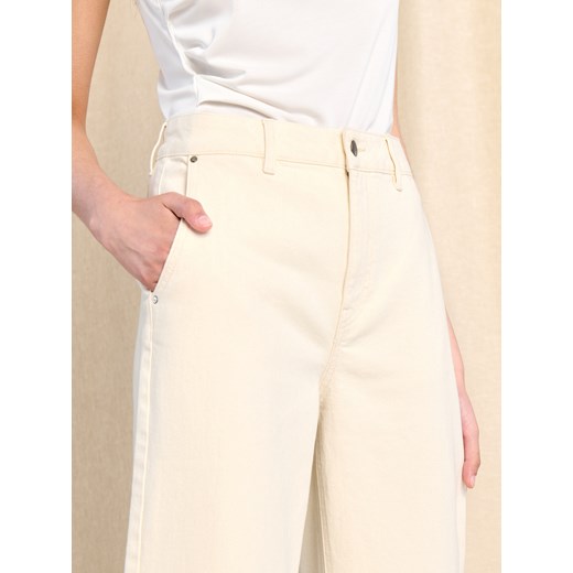 Sinsay - Jeansy wide leg high waist - kremowy Sinsay 38 Sinsay