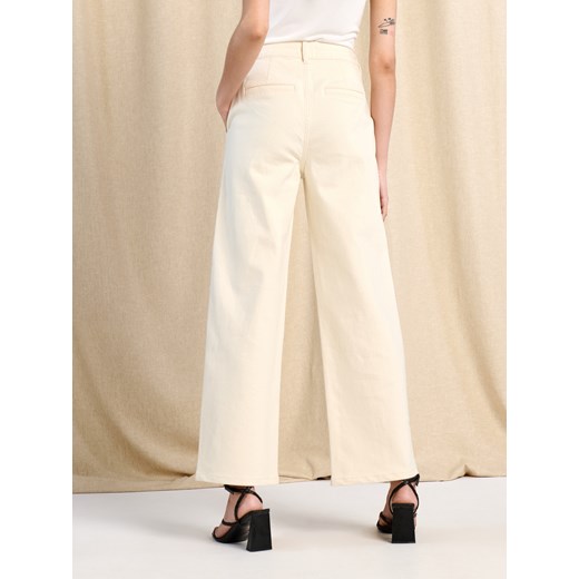 Sinsay - Jeansy wide leg high waist - kremowy Sinsay 40 Sinsay